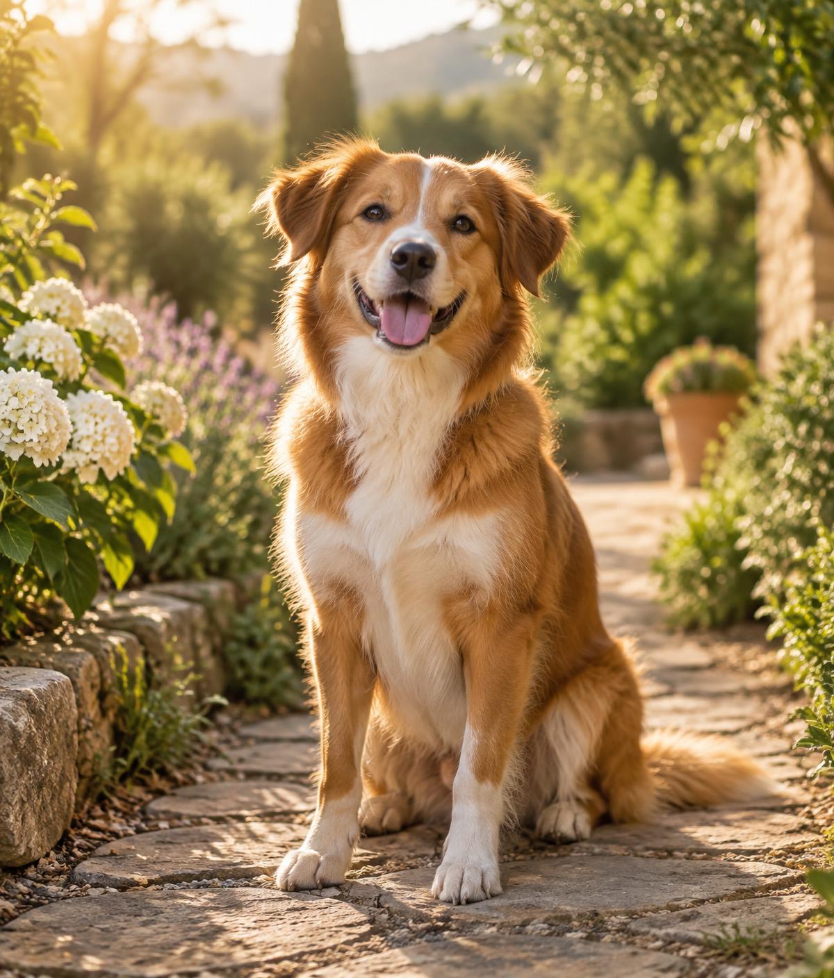 Woman gently caring for her dog at home